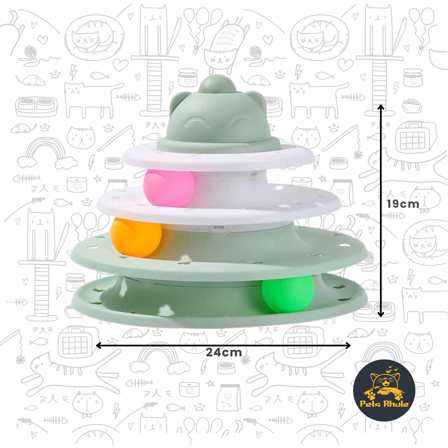 4 Levels Turntable Tower Cat Toy measurement