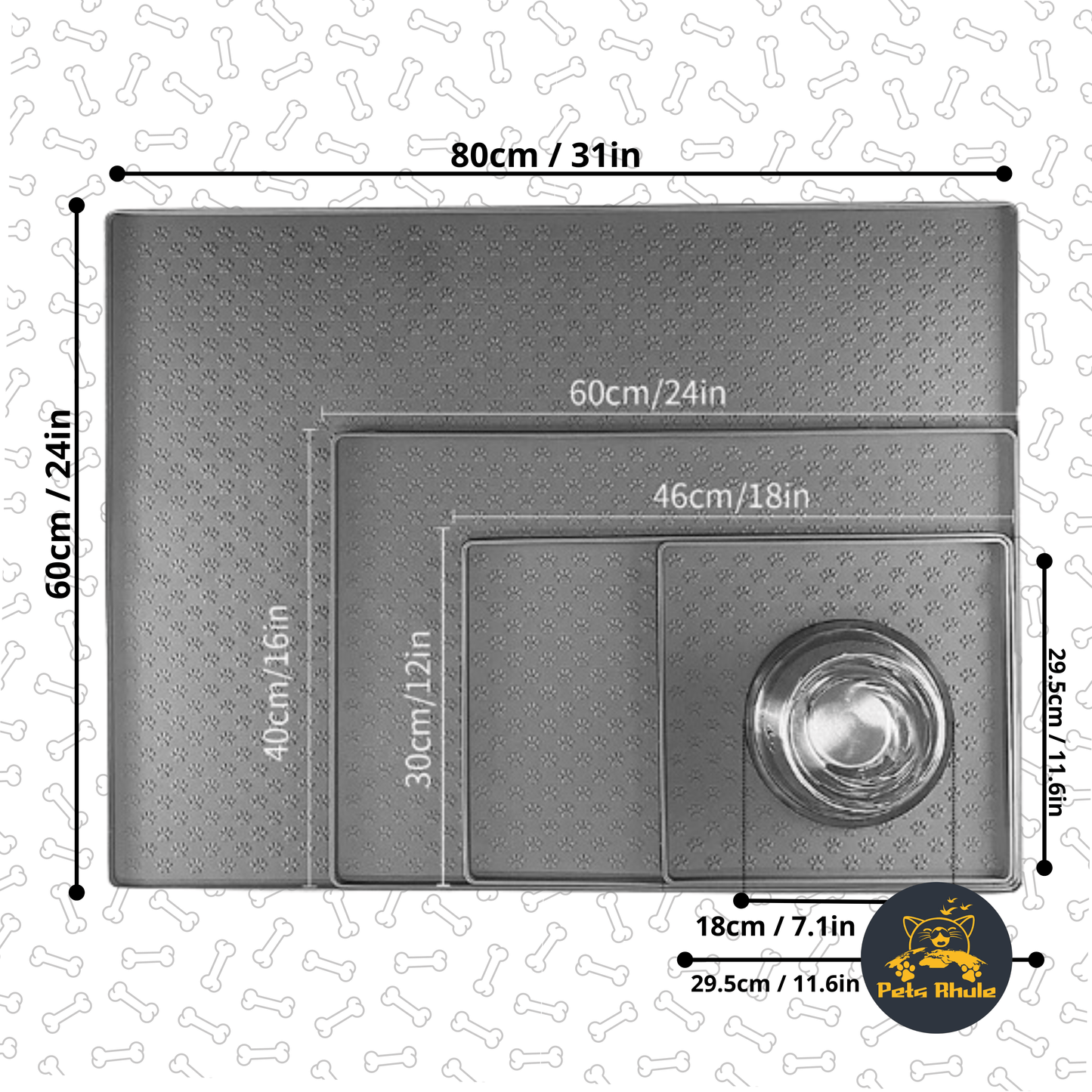 Dog Food Placement Mat measurement