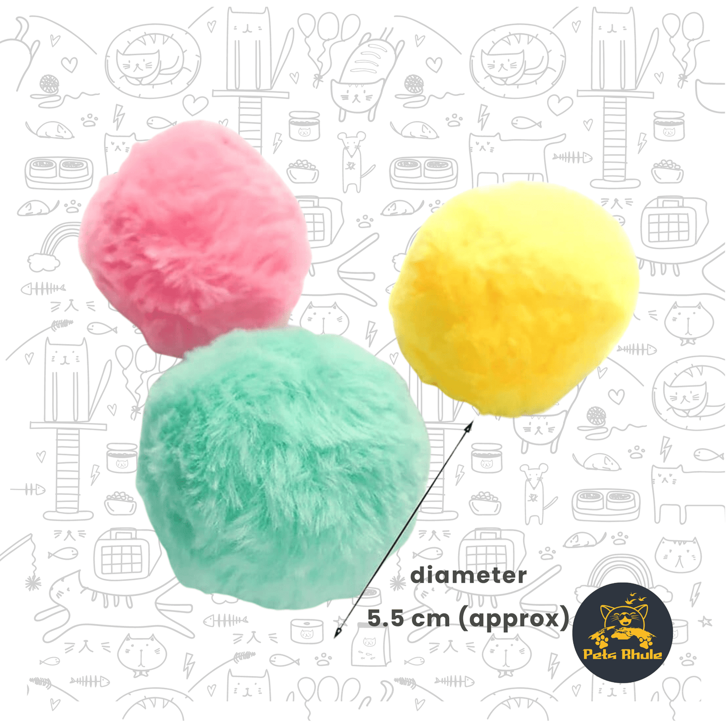 Fluffy Interactive Ball Cat Toy measurement