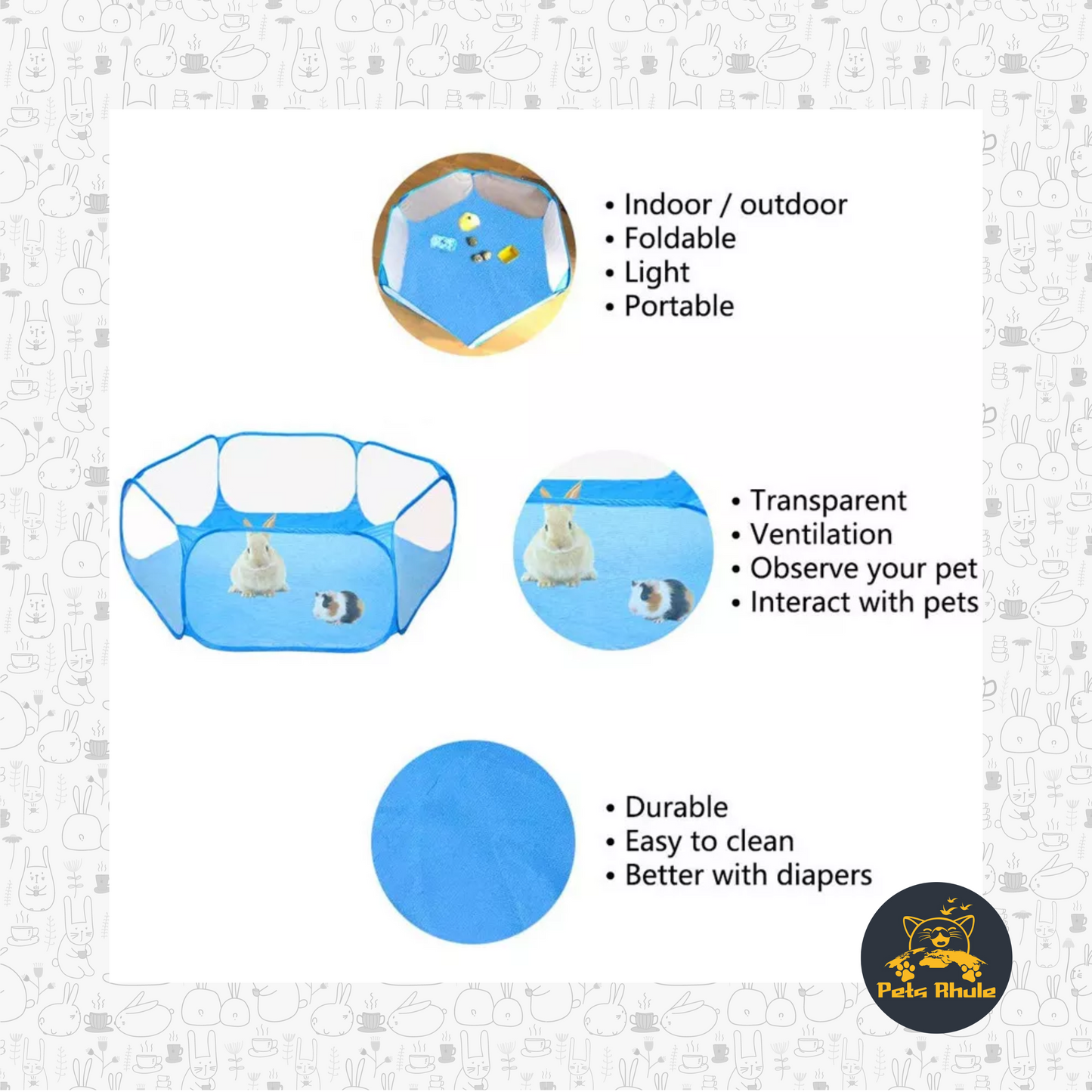 Portable Small Pet Cage Playpen Open Folding Yard Fence